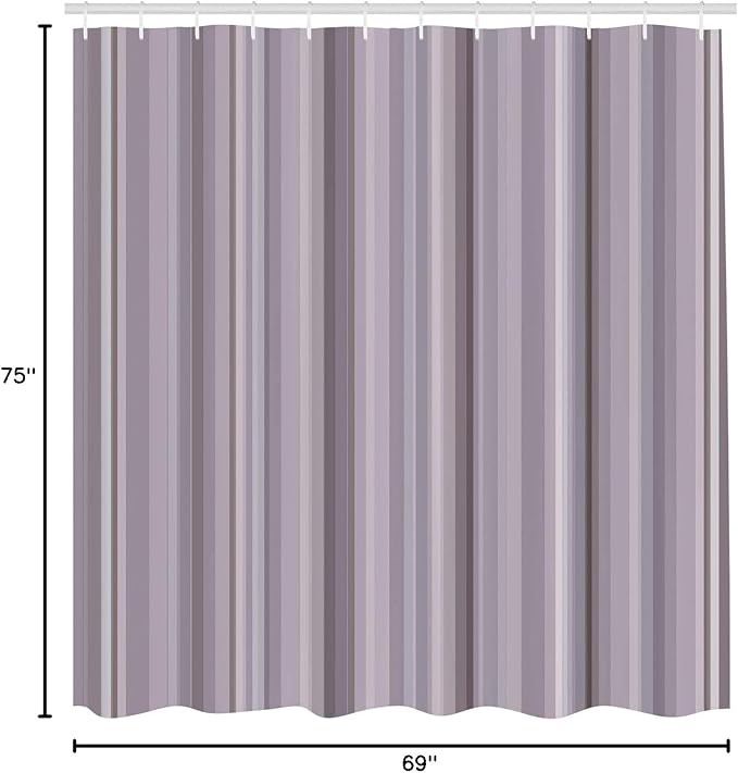 Ambesonne Stripes Shower Curtain, Abstract Ocean Inspired Palette Lines Geometrical Image Illustration, Cloth Fabric Bathroom Decor Set with Hooks, 75" Long, Pale Mauve