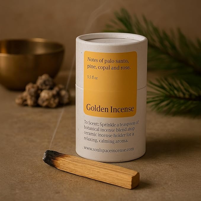 Palo Santo Non-Toxic Incense | Scent: Golden | Natural Alternative to Incense Sticks | SERFOR Palo Santo, Wildharvested Pine, Copal, Organic Rose | 100% All-Natural Ingredients | Made in USA