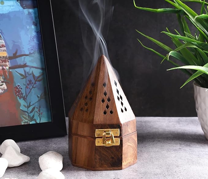 Yajna Traditional-Handmade Incense-Stick-and-Cones-Holder Incense-Burner-ash-Catcher-Stand (Octa Temple)