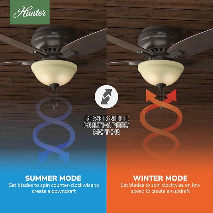 Hunter Newsome, Indoor, Ceiling Fan, Pull Chain, 52 inch, Premier Bronze