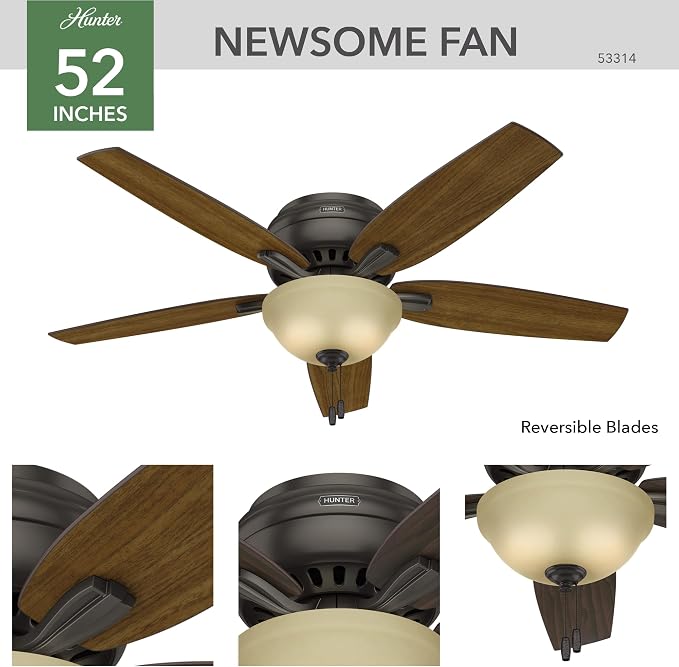 Hunter Newsome, Indoor, Ceiling Fan, Pull Chain, 52 inch, Premier Bronze