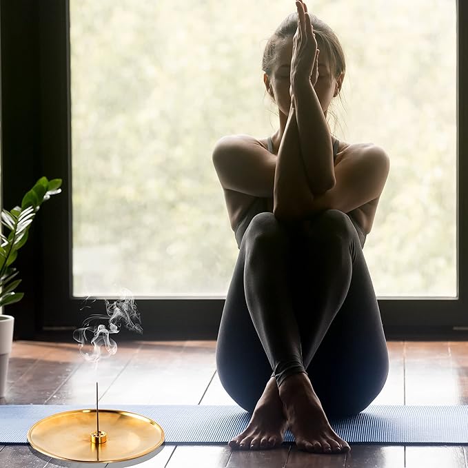 3 in 1 Incense Burner - 6.7 Inch Brass Incense Holder for Incense Sticks/Coil Incense/Incense Cones - Metal Gourd-Shaped Ash Catcher for Meditation Yoga Room Home Decor ZX11M