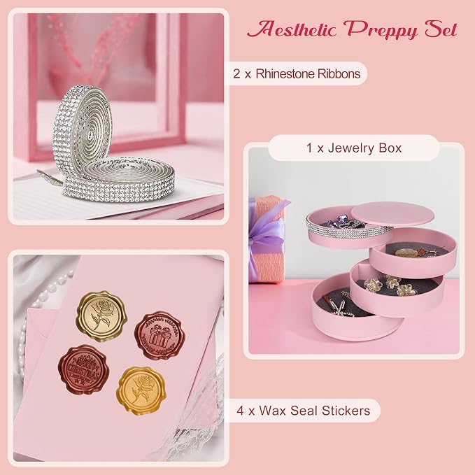 CONBOLA Jewelry Holder Organizer Ideas for Women, Small Jewelry Storage Box Earring Holder, 5-Layer Rotating Jewelry Storage Tray with Lid for Bracelets Rings Bracelets