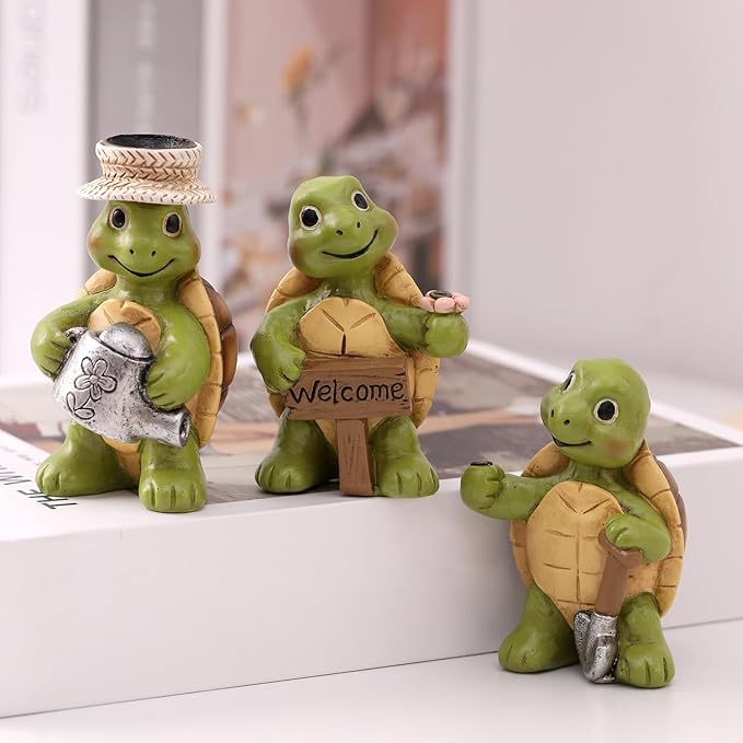 Turtle Incense Holder for Sticks and Incense Cone Holder, Mini Resin Turtle Figurines Incense Stick Holder, Cute Incense Burner for Yoga Meditation Home Office Decor,Turtles Gifts for Women (Set of 3)