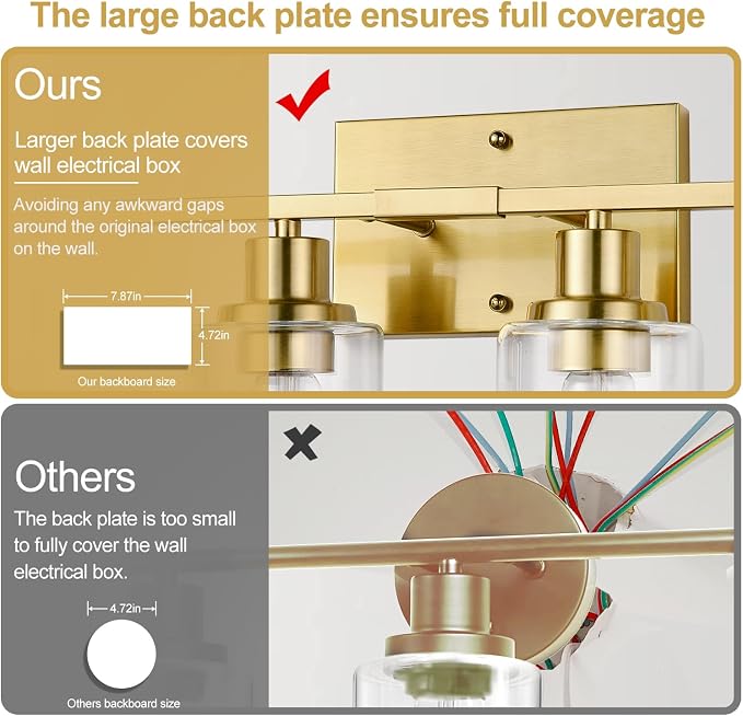 Indoi 4-Light Bathroom Light Fixtures, Brushed Gold Modern Vanity Lights with Clear Glass Shades, Bathroom Wall Lamp for Mirror Living Room Cabinet Bedroom Porch