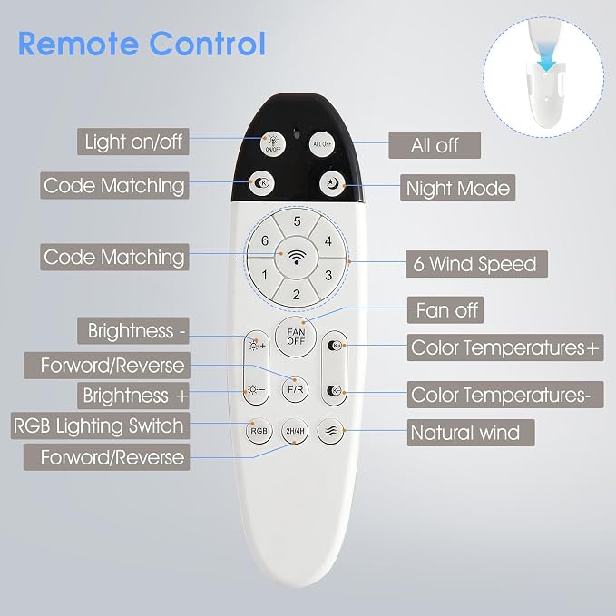 Kviflon 52" Ceiling Fans with RGB Lights, Low Profile Ceiling Fan with Remote/APP Control, Flush Mount, Double-Sided 6 Reversible Blades, RGB+3CCT Dimmable Lights, Double Lampshade for Bedroom, Black