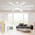 TCL Ceiling Fan with Light and Remote: 72 inch 8 Blades Smart Quiet Fan with Dimmable LED Lights for Bedroom Gazebo Patio Garage Dorm - 6 Speed DC Reversible Modern Fan for Summer and Winter