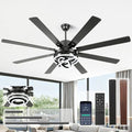 72 Inch Chandelier Ceiling Fans with Lights, Large Modern Ceiling Fan with Remote Control for Living Room Kitchen, Dimmable, 6 Speed Reversible DC Motor, Dual Finish，Black