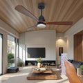 52-inch Ceiling Fan with Light, Remote Control, DC Silent Motor, 3 Solid Wood Blades, LED dimmable and Color-Adjustable, Suitable for Living Rooms, Dining Rooms and bedrooms.(Dark Walnut, 52 inch)