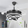 Retractable Ceiling Fans with Lights, 42" Fandelier Ceiling Fan with Light and Remote, Reversible, 3 CCT, Dimmable, Modern Chandelier Ceiling Fan for Bedroom, Living Room, Dining Room (Black)