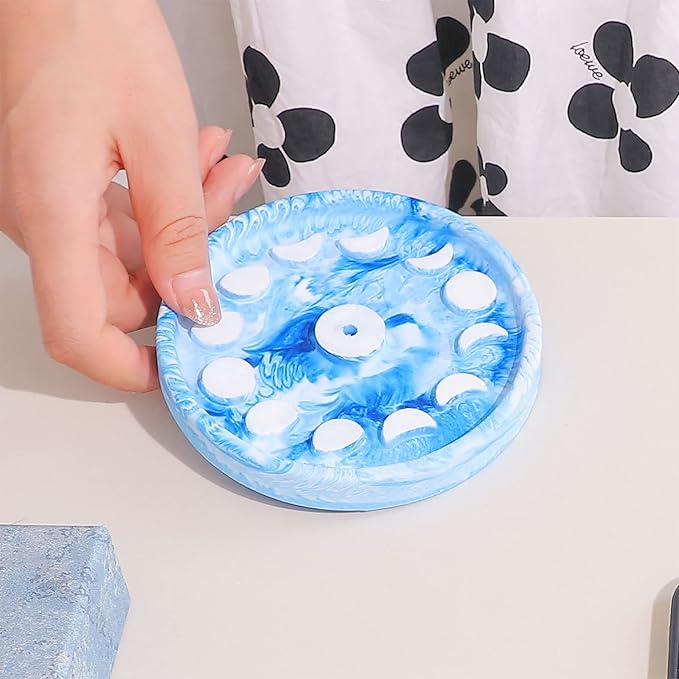BOOWAN NICOLE Silicone Concrete Incense Holder Molds Sun and Moon Cement Aromatherapy Incense Tray Mould DIY Decoration Tool (SH0914)