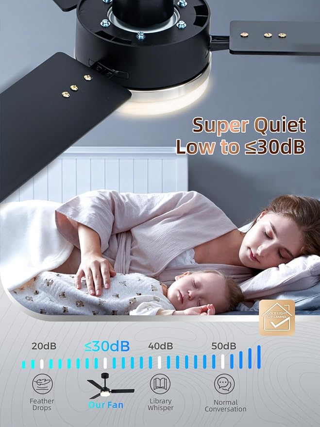 LANMEL Ceiling Fan with Light, Modern Flush Mount Low Profile with Remote Control, Reversible, 3CCT Dimmable, Quiet,LED for Bedroom, Living Room, Indoor/Outdoor Patio Use 42 Inch Silver & Black
