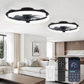 LEDIARY 2 Pack 20" Ceiling Fans with Lights and Remote, Low Profile Ceiling Fan, 3 CCT, Stepless Dimmable, Fandelier Flush Mount Fan Light, 6 Speeds, DC Motor, App & Remote Control for Bedroom(Black)