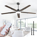 Amico Ceiling Fans with Lights and Remote, 62 Inch Walnut Indoor/Outdoor Ceiling Fan with 6 Speed, Reversible DC Motor, 3CCT, Dimmable, Noiseless modern ceiling fan for Bedroom, Living Room, Patio