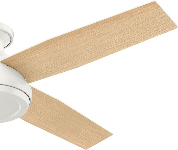 Hunter Dempsey, Indoor, Ceiling Fan, No Light, Modern, 52 inch, Fresh White | Low Profile Mount, Remote Control, 4 Blades, For Bedroom, Living Room, Kitchen, 59248