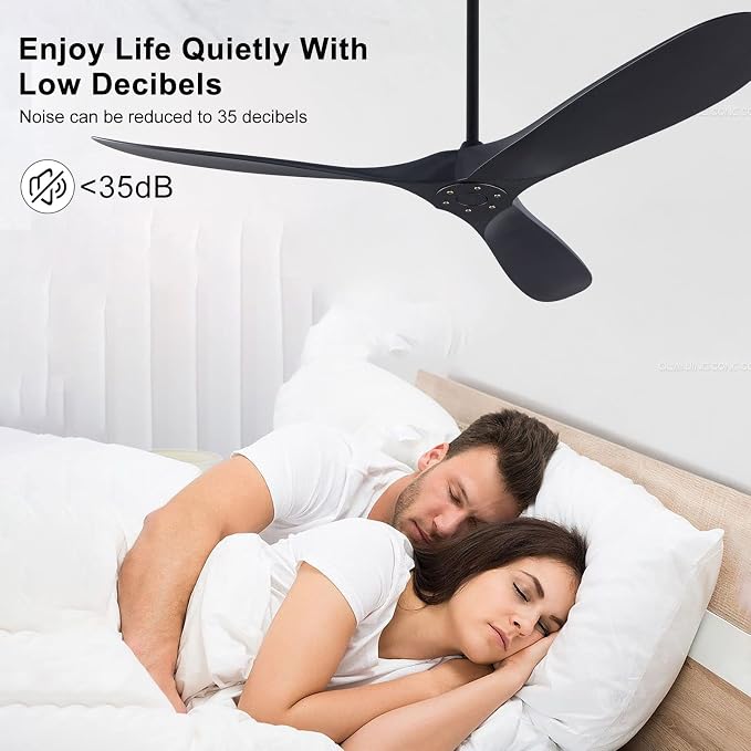 KBZZ Ceiling Fan No Lights 52" Outdoor Ceiling Fan for Patio, Modern ABS Ceiling Fan Damp Rated 3 Blade Large Airflow Indoor Outdoor Farmhouse Ceiling Fan for Exterior House Porch Gazebo
