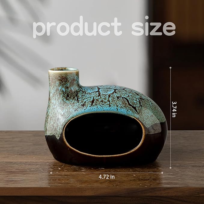 Handcrafted Ceramic Palo Santo Holder – Artistic Incense Burner for Meditation, Mindfulness and Zen Home Decor – Wabi-Sabi Style Cone Sculpture, Gift for Yoga, Relaxation & Aromatherapy (Viridis)