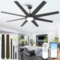 72 Inch Ceiling Fans with Lights and Remote APP Control, Outdoor Indoor Black LED Big Ceiling Fan Reversible 24db Quiet, 6 Speed 3CCT Dimmable,Modern Ceiling Fan for Patio Living Room Farmhouse Garage