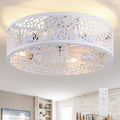 COCOSTAR Farmhouse Ceiling Fan with Light and Remote White Caged Fandelier | Smart Remote/APP,Low Profile,6 Speed,20in Small Flush Ceiling Light Fixture with Fan for Living Dining Kitchen Girls Bedroom