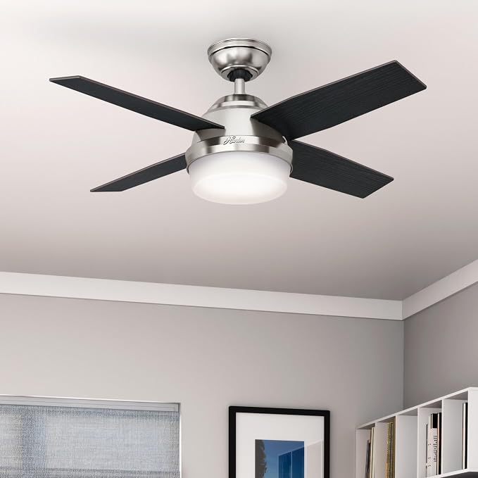 Hunter Dempsey, Indoor, Ceiling Fan, Modern, Quiet, 44 inch, Brushed Nickel