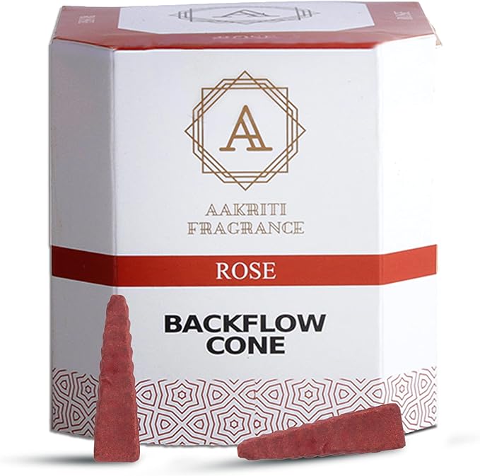 Backflow Natural Incense Waterfall Cones Unique Shape for Backflow Incense for Prayer, Meditation, Relaxation Burner Holder (25 pcs) (Rose, Step Pyramid)
