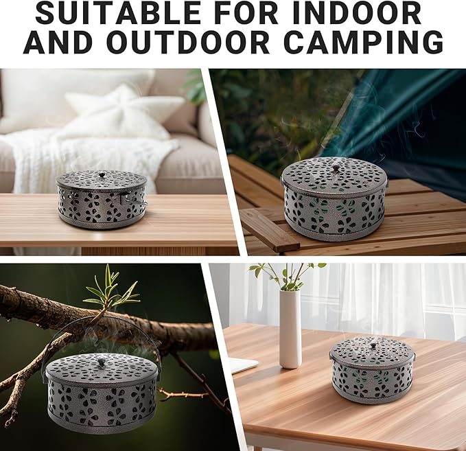 Mosquito Coil Holder, Portable Mosquito Coil Burner, Suitable for Indoor and Outdoor Camping (Bronze)