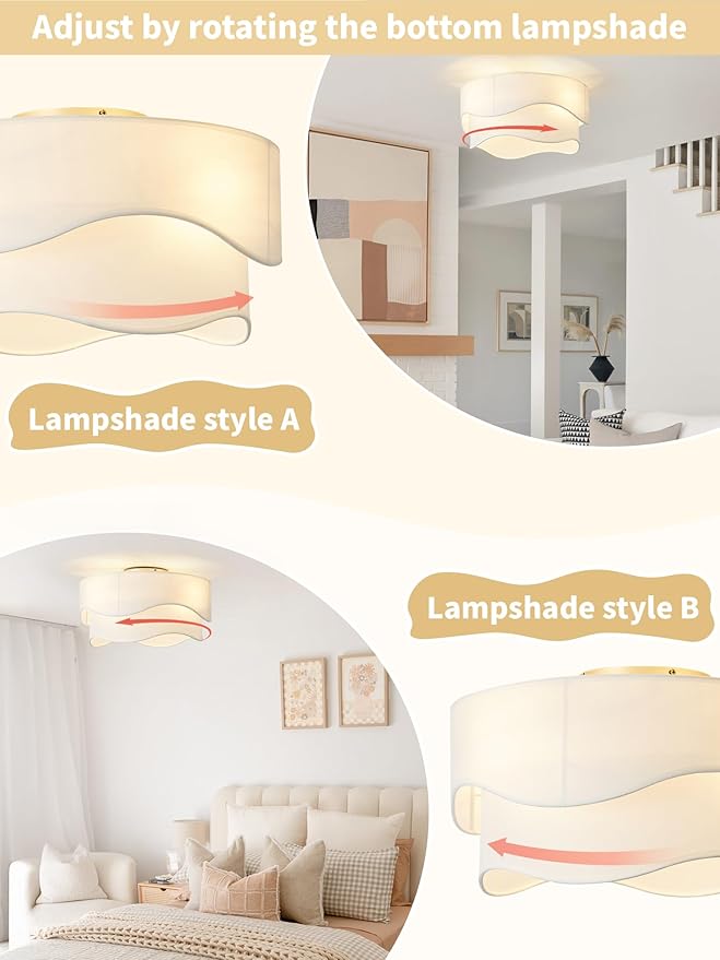 Flush Mount Ceiling Fan with Lights, 20" Low Profile Boho Ceiling Fan with Light Remote Control, Caged with 6 Speeds for Bedroom, Nursery, Living Room