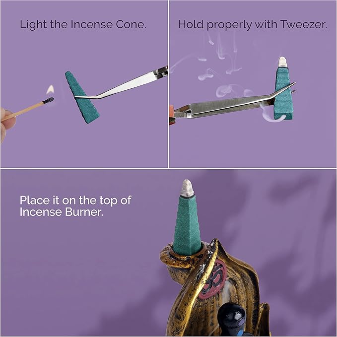 Backflow Natural Incense Waterfall Cones Unique Shape for Backflow Incense for Prayer, Meditation, Relaxation Burner Holder (25 pcs) (Patchouli, Step Pyramid)