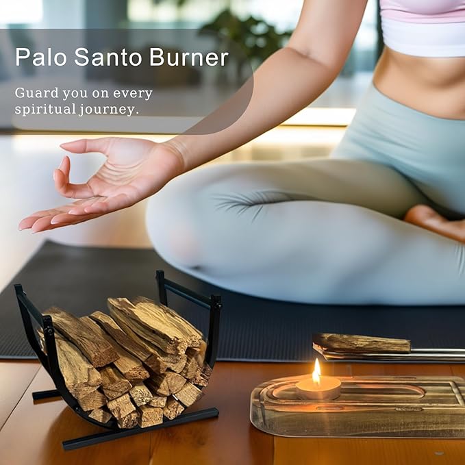 Metal Palo Santo Holder,Wiccan Altar Smudge Bowl & Palo Santo Sticks Holder for Meditation, Rituals & White Sage Smudging | Spiritual Decor Gift for Yoga & Energy Healing (Metal)