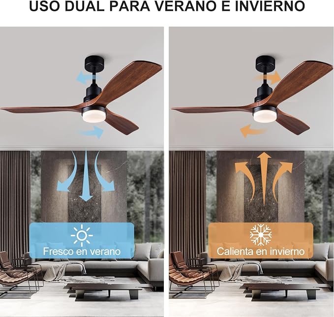 60 Inch Ceiling Fans with Lights and Remote Control, Dimmable LED Light,Quite DC Motor, Indoor Outdoor Wood Ceiling Fan with 3 Blade for Patio Living Room, Bedroom, Office, Summer House