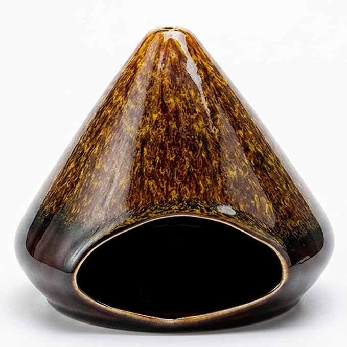 Handcrafted Ceramic Palo Santo Holder –Artistic Incense Burner for Meditation, Mindfulness & Zen Home Decor – Wabi-Sabi Style Cone Sculpture, Relaxation & Aromatherapy-Gift for Yoga (Brown)
