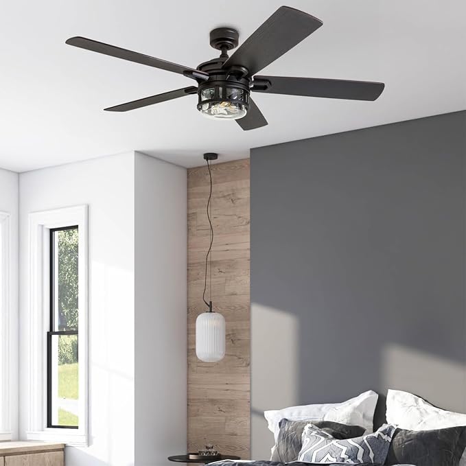 Honeywell Bonterra 52 Inch Ceiling Fan with LED Light and Remote Control, 5 Blades, Modern Fan for Rooms Over 400 Sq Ft, Matte Black