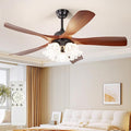 Ceiling Fans with Lights and Remote: 46-Inch Ceiling Fan 5 Blades Flower Low Profile Outdoor - Walnut Ceiling Fans with Remote Control Quiet Reversible DC Motor for Living Room