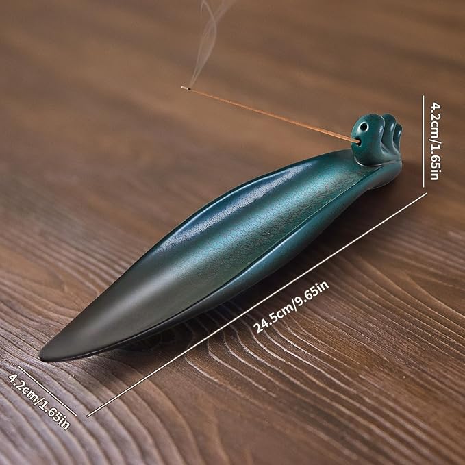 Incense Holder for Sticks, Minimalist Aesthetics Design Incense Burner for Sticks with 2 Holes, Ceramic Ash Catcher for Meditation Yoga Spa Relaxation Home Decor Gift (Wave)