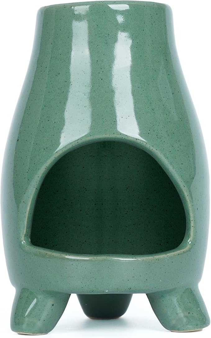 Mini-Chiminea Palo Santo Holder, Handcrafted Ceramic Incense Holder Burner and Ash Catcher for Palo Santo Sticks or Incense, Unique Home Decor (Green)