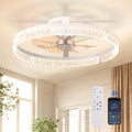 addlon 20'' Ceiling Fans with Lights and Remote, Low Profile Flush Mount Ceiling Fan with Light, 3000-6000K Dimmable LED Fandelier, Modern Small White Ceiling Fan for Bedroom, Kitchen, Living Room