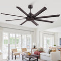 ZMISHIBO 72 Inch Large Ceiling Fan No Light, 8 Aluminum Blades, 6-Speed Remote Control, Industrial Ceiling Fan without Light, Quiet DC Motor, Indoor/Outdoor Ceiling Fans for Patio, Garage, Shop