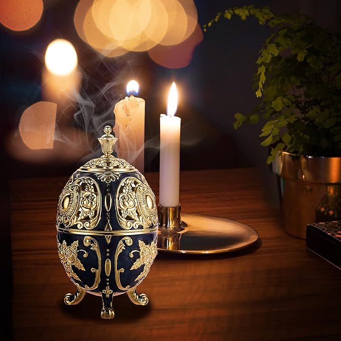 JUXYES Vintage Incense Burner Holder with Removable Ash Catchers, Metal Censer Antique Cone Coil Incense Burner Holder Zinc Alloy Spiritual Aromatherapy Yoga Meditation Gifts Retro Home Decoration