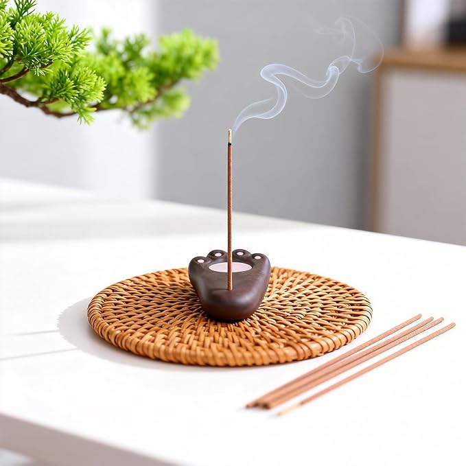 Mougigi Handmade Japanese Ceramic Dog Paw Incense Holder - Mini Burner for Pine Incense & Frankincense Incense Sticks, Perfect for Home Decor, Yoga,Spa, and Zen Spaces - Unique Spiritual Accent Piece