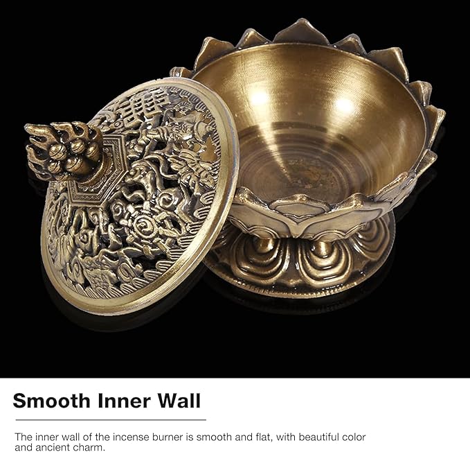 Incense Holder, Vintage Style Backflow Smoke Censer Incense Burner Stick Cone Holder for Home Decoration(Bronze) 2.95 x 2.71inch
