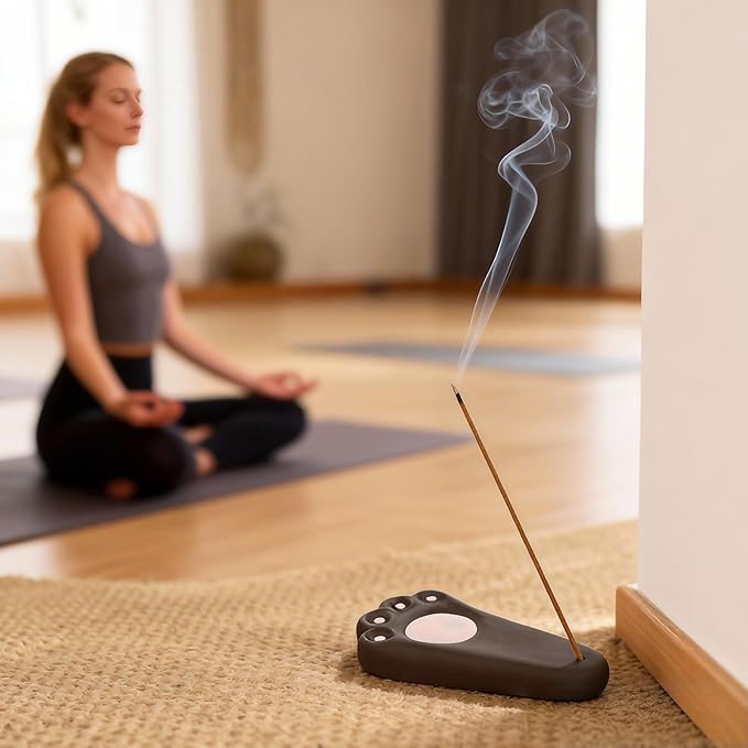 Mougigi Handmade Japanese Ceramic Dog Paw Incense Holder - Mini Burner for Pine Incense & Frankincense Incense Sticks, Perfect for Home Decor, Yoga,Spa, and Zen Spaces - Unique Spiritual Accent Piece