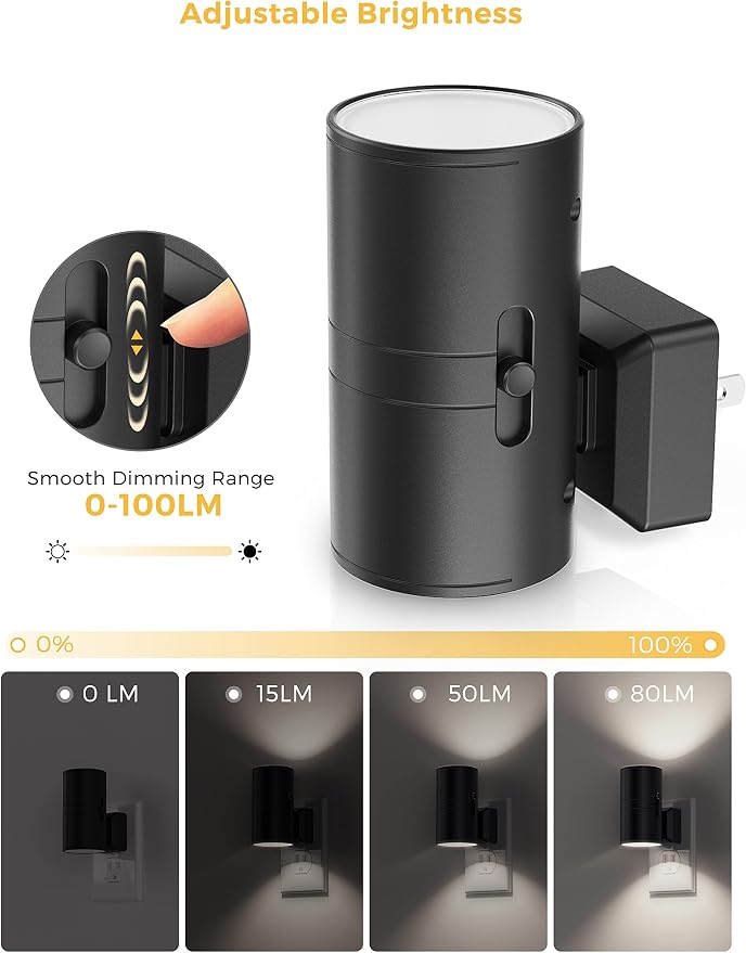 L LOHAS LED Night Light, Bright Night Light, Night Lights Plug into Wall | 5000K Daylight White, Dimmable Nightlights with Light Sensor, Decorative Nightlight for Hallway Bathroom Kitchen, 4 Pack