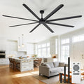 Black Ceiling Fan without Light: 100 Inch Outdoor Fan No Light Aluminum Blade - Industrial Large Ceiling Fan with Remote for Shop Garage Patio 6 Speeds Timer