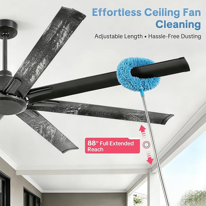 84 Inch Ceiling Fan No Light, Large Outdoor Ceiling Fans with 6 Speed Remote Control, 3 Downrods, DC Reversible Motor, 8 Blades Industrial Ceiling Fan for Big Rooms,Garage,Patio,Shop,Warehouse, Black