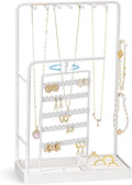 ProCase Jewelry Stand Holder Organizer and Storage, White (No-Assembly) | Rotating Earring Bracelet Holder Storage, Hanging Jewelry Display Velvet Ring Tray, Teen Girls Birthday Gifts Room Dorm Decor