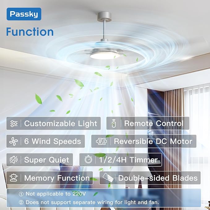 80 inch Ceiling Fans with Lights, Large Modern Ceiling Fan with Light and Remote Control, Reversible, Dimmable, 3CCT, Quiet, Nickel Ceiling fan For Bedroom Living Room Patio Farmhouse, Indoor/Outdoor