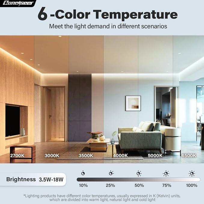 42 Inch Ceiling Fans with Lights and Remote, Bedroom Living Room Office, Flush Mount, 6CCT Dimmable, Dual Color 3 Blades 6 Speed Reversible Quiet DC Motor, Sand-Nickel/Wood Grain