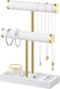 bussdis 2 Tier Bracelet Holder Display, Necklace Holder Organizer, White | Velvet Necklace Holder | Jewelry Tree | Jewelry Towers | Jewelry Stand Organizer for Necklaces, Bracelets, Earrings, Rings