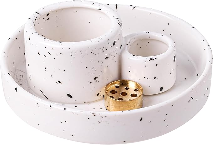 Ceramic Incense Holder, Palo Santo and Sage Holder, Vertical Stick Incense Burner, Inscents Ash Catcher for Spa Yoga Meditation Home Decor, Modern Minimalist White