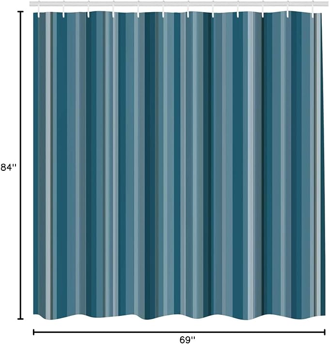 Ambesonne Stripes Shower Curtain, Abstract Ocean Inspired Palette Lines Geometrical Image Illustration, Cloth Fabric Bathroom Decor Set with Hooks, 84" Long Extra, Sea Blue